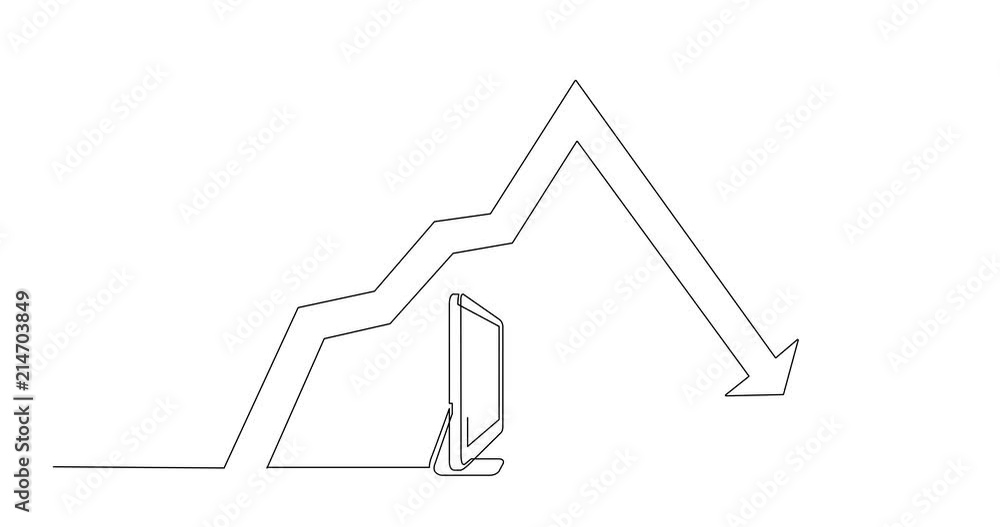 Aufkleber self drawing animation of continuous line drawing of office worker concentrated behind computer with