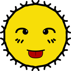 Silly shining yellow sun cartoon