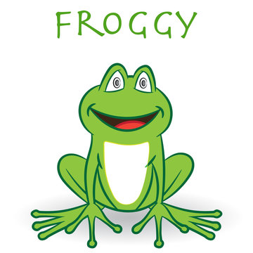 Green smily frog, isolated on white background - Cartoon Vector Illustration