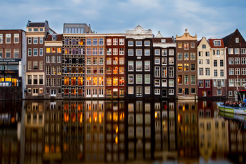 Amsterdam canal homes - obrazy, fototapety, plakaty