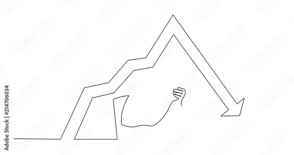 Aufkleber self drawing animation of continuous line drawing of depressed man sitting on chair with declining g
