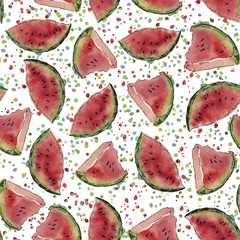 Watercolor watermelon patterrn