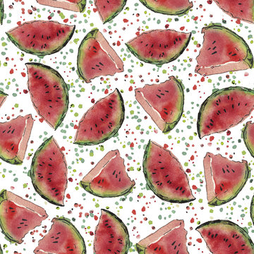 Watercolor watermelon patterrn