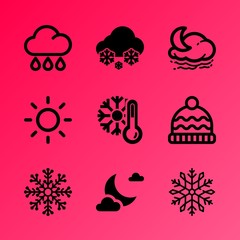Vector icon set about weather with 9 icons related to texture, summer, ominous, forecast, color, measurement, orbit, icy, circle and beautiful