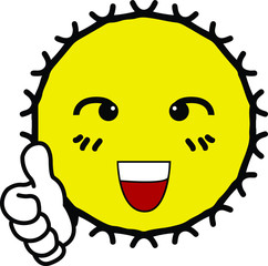 Praise shining yellow sun cartoon