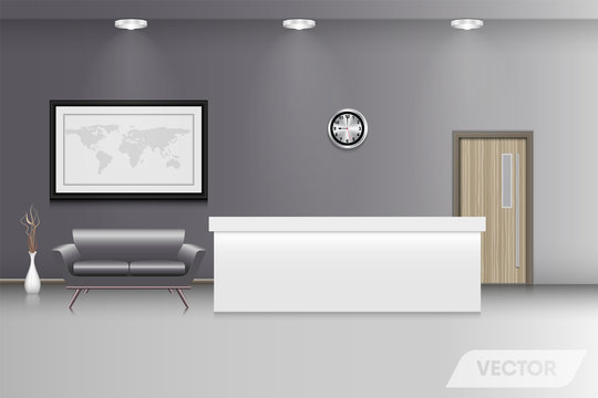 Reception counter and interior decorative, Vector design