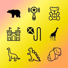 Vector icon set about baby with 9 icons related to studio, fun, object, africa, buffalo, decorative, little, spots, template and wooden