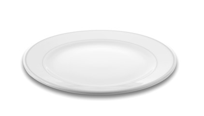 empty white plate, dish on white background.