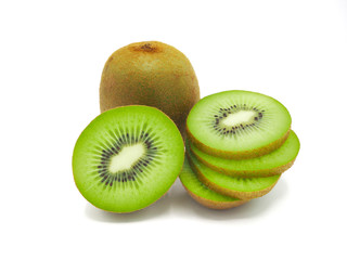 Slice of fresh juicy delicious and healthy kiwi fruit, isolated on white background.