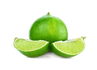 lemon lime on white background.