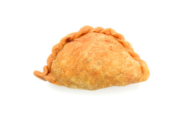 Curry puff on white background.