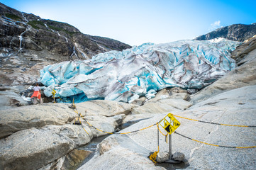 The end of Nigardsbreen, a famous glacier arm connected to Jostedalsbreen