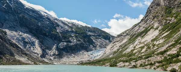 The end of Nigardsbreen, a famous glacier arm connected to Jostedalsbreen
