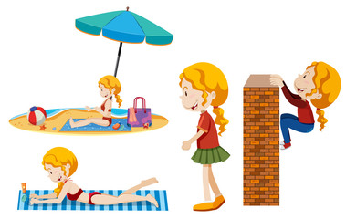 A set of girl summer activity