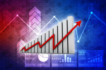 3d rendering Stock market online business concept. business Graph 