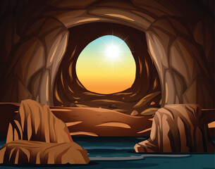 Cave with sunlight opening