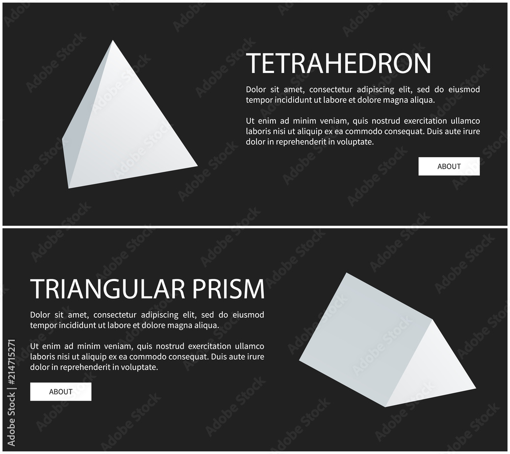 Poster tetrahedron and triangular prism geometric figures