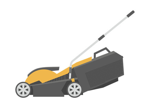 recommend clip art: Yellow lawnmower. flat style. isolated on white background