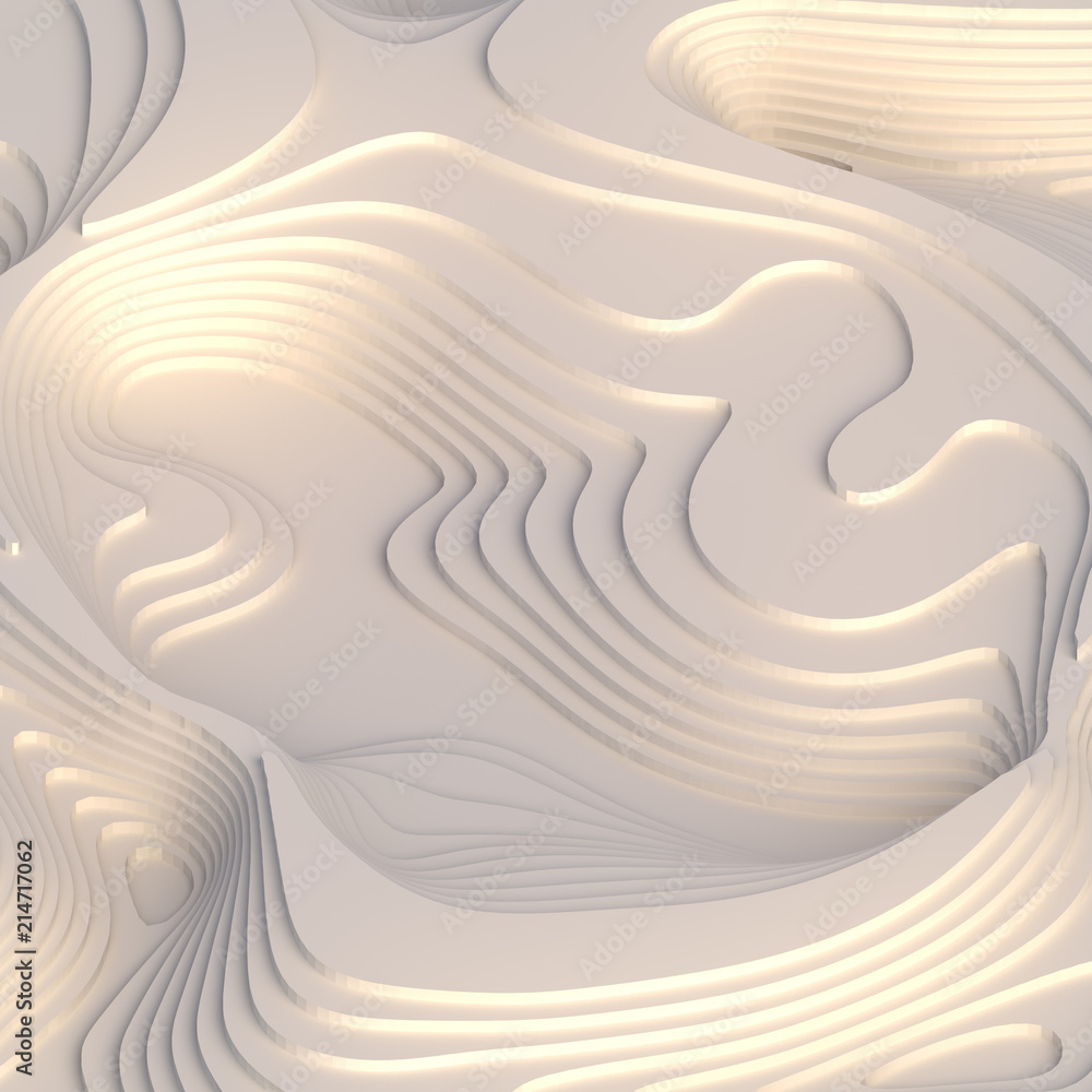 Poster Abstract paper cut art background design for website template. Topography map concept. 3d rendering