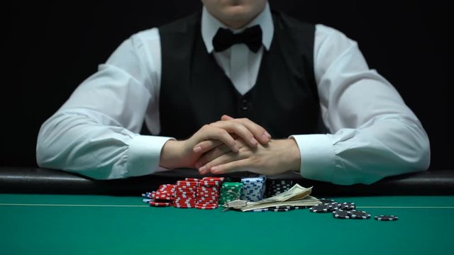 Croupier taking all win away from casino player, misfortune and bankruptcy