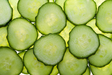 Fresh cucumber slices isolated