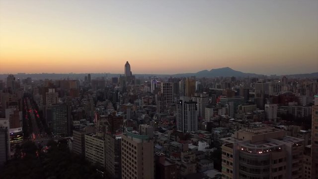 sunset sky taipei city aerial panorama 4k taiwan
