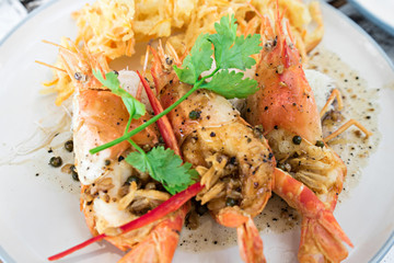 Thai food from shrimp at restaurant concept.
