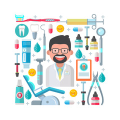 Dental care. Vector illustration in flat style.