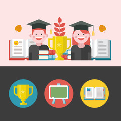 Welcome back to school. Vector logo, logo in flat style. School supplies.