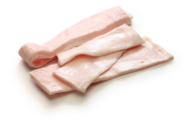raw fatback, pig fat isolated on white background