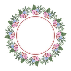 Beautiful Flower Floral Wreath Square Frame Flat Illustration