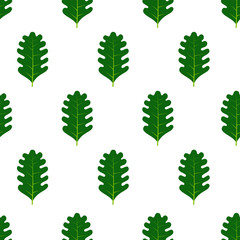 Naklejka na ściany i meble Seamless pattern with green summer leaves. Vector illustration. 
