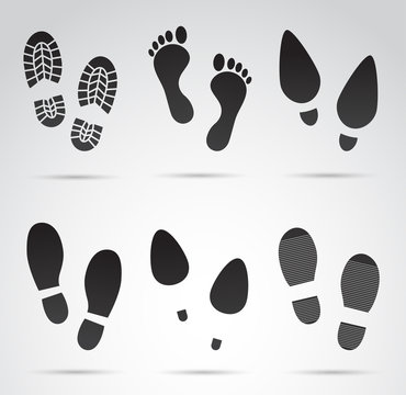 Footprints - vector icon set.