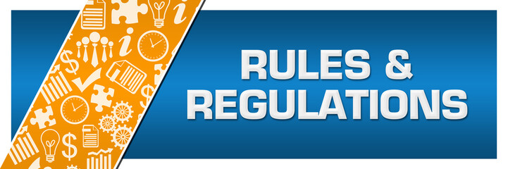 Fototapeta premium Rules And Regulations Orange Business Element Blue Left Side 