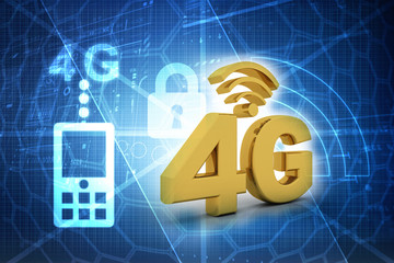 3d rendering 4G symbol wifi
