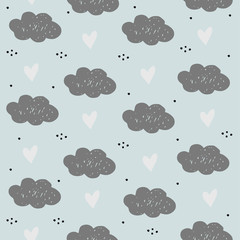 Pattern with clouds in the sky for kids,nurseri,babies.