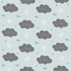 Fototapete Rund Pattern with clouds in the sky for kids,nurseri,babies. © OliaGraphics