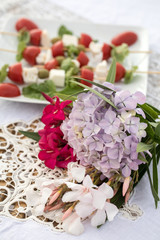 Table on the terrace prepared for a romantic dinner