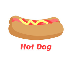 Hot Dog Street Food Colorful Vector Illustration