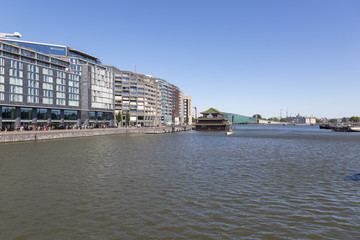 Amsterdam, Netherlands - July 02, 2018: View of Amstel River Ambed in Amsterdam