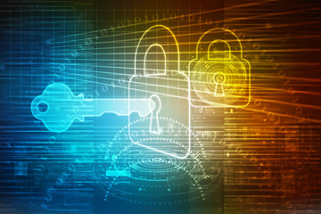 2d illustration Safety concept: Closed Padlock on digital background