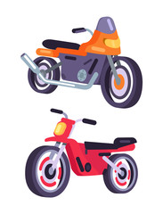 Motorbikes Isolated on White Background, Vector