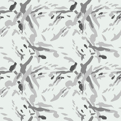 Military camouflage seamless pattern in ivory-white and different shades of grey color