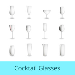 Empty Fragile Cocktail Glasses of All Shapes Set