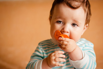 a beautiful little baby with blue eyes