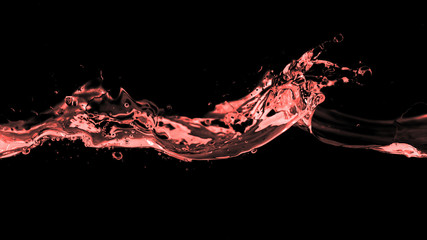 Waves of red water on a black background