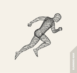 3d running man. Design for sport, business, science and technology. Vector illustration. Human body.