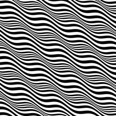 3D wavy background. Dynamic effect. Black and white design. Pattern with optical illusion. Vector illustration.