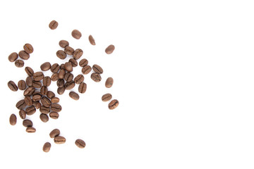 Close up of Coffee beans on white background