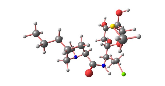 Clindamycin molecular structure isolated on white
